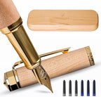 Ellington Pens Elegant Wood Fountain Pen Set – Includes Wooden Pen Box, Ink Converter, 6 Ink Cartridges, and Gift Box – Writing, Calligraphy