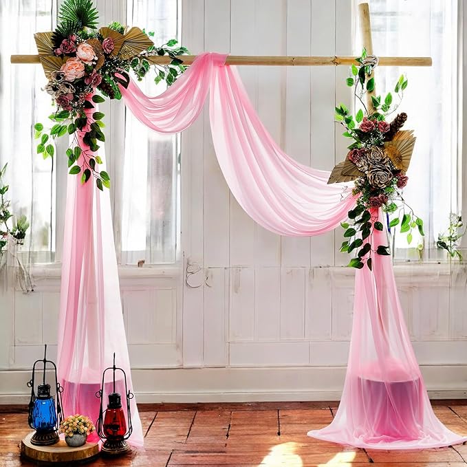 MDS Halloween Chiffon Draping Fabric - 2 Panel, 30" Wide x 50ft Long - Sheer Spooky Arbor & Canopy Drapery for Haunted House Backdrops, Party Ceilings, DIY Costumes & Themed Events - Coral