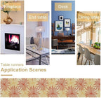 Autumn Chrysanthemum Table Runner, Vintage Modern Geometric Floral Boho Table Runner for Kitchen Dining Bedroom Living Room Table Decor for Indoor Outdoor Home Party, 13x70 Inch
