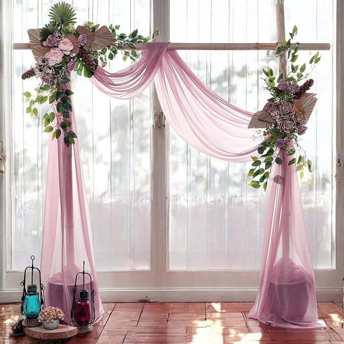 MDS Halloween Chiffon Draping Fabric - 1 Panel, 30" Wide x 100ft Long - Sheer Spooky Arbor & Canopy Drapery for Haunted House Backdrops, Party Ceilings, DIY Costumes & Themed Events - Mauva