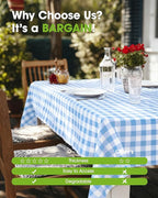 Pureegg Plastic Table Cloth Disposable 10 Pack, 54 x 108 Inch Table Cloths, Party, Picnic, Decorative Gingham Tablecloths, Rectangle, Blue and White Checkered Cover, Leakproof & Sturdy, Blue Plaid