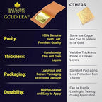 Barnabas Blattgold Edible Gold Leaf 24K - Cake Decorations, Loose Gold Leaf Sheets for Cupcakes - 1.5 inches, Interleaf of 48