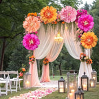 SUNBEAUTY 6 PCS Hot Pink and Orange Paper Flowers Decorations Crepe Paper Flowers 12 in Tissue Paper Flowers Decorations for Wall Birthday Party Baby Bridal Shower Office Classroom Wedding Carnival