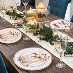 600PCS Rose Gold Plastic Plate Set (100 Guests), Plastic Plates for Party Wedding Birthday, Disposable Dinnerware Set of 200 Plates, 200 Forks, 100 Spoons, 100 Knives for Christmas