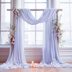 Wedding Arch Draping Fabric,1 Panel 18FT Purple Sheer Chiffon Curtain Drapes 6 Yards for Wedding Ceremony Birthday Party Decoration