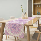 Purple Pink Mandala Table Runner, Traditional Indian Boho Mandala Flowers Print Table Runne for Kitchen Dining Table Office Wedding Party Holiday Home Decor, 13x60inch