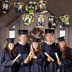 pinkblume Graduation Party Decorations Black and Gold Grad Photo Banner Congrats Grad Photograph Bunting Garland for 2025 Graduation Celebration Party Decorations Supplies