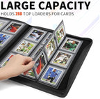 Toploader Binder,Holds 288 Toploaders,9 Pocket Double-Sided Top Loader Binders with Sleeves for 3 x 4'' Toploaders, Card Holder for Trading Cards or Sports Cards (Black)