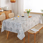 MYSKY HOME Rectangle Tablecloth 60x120 Inches -Linen Farmhouse Geometric Patterned Tablecloth Waterproof Decorative Washable Fabric Table Cloth for Kitchen Dining Moroccan Tablecloth，Grey