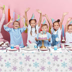 6 Pieces Christmas Snowflake Party Tablecloth Decorations,Plastic Purple and Blue Winter Wonderland Table Cover for Winter Christmas Birthday Holiday Party Decorations and Supplies,54x108 inch