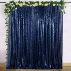ShinyBeauty Navy Blue Backdrop 2FTx8FT Sequin Backdrops 8 Panels Photo Backgrounds Shimmer Background Sparkly Curtains 16FTx8FT for Baby Shower Party Studio Decor