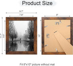 8x10 Picture Frame Set of 4, High Definition Glass 8 x 10 Frame, Wood Rustic Photo Frames for Horizontal or Vertical Display Tabletop and Wall Mounting