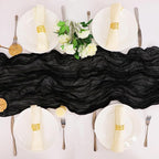 Snowkingdom 13Ft Black Cheesecloth Table Runner, 160inch Long Cheese Cloth Boho Gauze Runner for Wedding Bridal Baby Shower Birthday Holiday Party Sheer Halloween Table Decorations