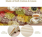 Brown Dahlia Floral Table Runner, Seasonal Autumn Thanksgiving Pattern Print for Home Kitchen Table Decor Dining Coffee Room Party Decor 13x70 Inch