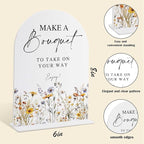 Wedding Signs for Ceremony and Reception, Boho Floral Acrylic Make A Bouquet Sign Sign, Wedding Signage with Stand, Bridal Shower Table Centerpieces, Supplies for Engagement Reception Event Party, 21