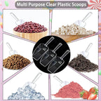 3 Pcs Clear Plastic Ice Scoop Set, Small Acrylic Serving Scoops For Candy Buffet, Canisters, Dry Goods Multi-Purpose Kitchen Food Scoop For Coffee, Tea, Flour, Wedding Desserts (7.8 Inch Long)