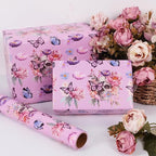 Aimyoo Gothic Wrapping Paper Roll, 17 Inch X 33 Feet Skull Floral Butterfly Design Gift Wrap Paper for Mother's Day, Birthday Bridal Shower