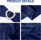 Howhic Pack of 120 Spandex Chair Sashes Bows Stretch Chair Cover Band with Buckle Slider Universal Elastic Chair Ties for Wedding Banquet Party Event Decoration (Navy)