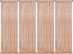 Rose Gold Sequin Backdrop Curtains Panels 4 Pieces 2FTx8FT Wedding Backdrop for Bridal Shower Brithday Party Decor