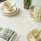 Lace Tablecloth Leaf Pattern Warp Knitting Fabric Solid White Round Table Cover for Kitchen Dining Farmhouse Wedding Party Decor Ivory, 70 Inch