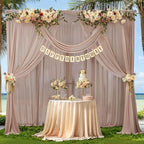 10ft x 10ft Taupe Backdrop Curtain Drapes, Wrinkle-Free Sheer Chiffon Fabric Photo Backdrop Panels for Wedding Arch Party Ceremony Stage Photo Backgrounds