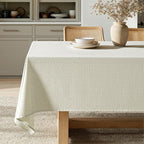 MIULEE Ivory Linen Cottton Table Cloth Rectangle Tablecloth Waterproof Spillproof Cross-Star Textured Table Cltoth Decorative Farmhouse Style for Dining Party Weddings 52x70 Inch