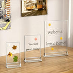 NIUBEE 6Pack 8.5x11 Clear Acrylic Sign Holder with Sliver Borders and Vertical Stand, Double Sided Table Menu Holders Picture Frames for Wedding Table Numbers, Photos