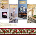 Christmas Table Runner,Seasonal Winter Xmas Holiday Farmhouse Table Cloth Kitchen Dining Table Decoration for Home Party Decor 13x120 Inch