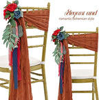 50 Pcs Cheesecloth Aisle Decorations Sashes - Universal Chair Covers for Wedding Reception Party Hotel Event (Terracotta)