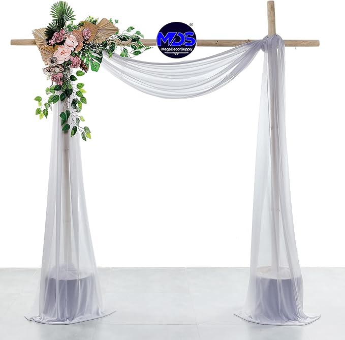 MDS Halloween Chiffon Draping Fabric - 1 Panel, 30" Wide x 100ft Long - Sheer Spooky Arbor & Canopy Drapery for Haunted House Backdrops, Party Ceilings, DIY Costumes & Themed Events - Cool Gray