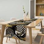 Japanese Table Runner Oriental Tradition Kio Fish Gold Art Printed Burlap Runner Home Kitchen Dining Table Living Room Decor Fabric 1 Panel W13xL70in