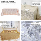 Efavormart 90"X132" Hunter Emerald Green Sparkly Sequin Geometric Tulle Rectangular Tablecloth