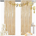 ShinyBeauty Champagne Gold Sequin Backdrop - 2 Panels, 7Ft x 7Ft, Sparkly Glitter Backdrop for Parties/Prom Backgrounds
