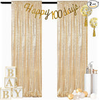 ShinyBeauty Champagne Gold Sequin Backdrop - 2 Panels, 7Ft x 7Ft, Sparkly Glitter Backdrop for Parties/Prom Backgrounds