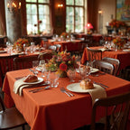 sancua Thanksgiving Square Tablecloths 85x85 Inch Rust, 2 Pack Fabric Fall Table Cloth for Square or Round Tables, Burnt Orange Washable Polyester Table Cover for Dinner, Holiday Party, Display Tables