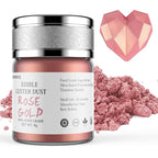 Nomeca Edible Luster Dust, 8 Grams Food Grade Shimmer Gold Cake Dust Metallic Food Coloring Powder for Cake Decorating, Baking, Fondant, Gumpaste, Chocolate, Candy, Drinks, Cookies - Rose Gold