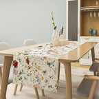 Floral Butterfly Table Runner,Rustic Colorful Flower Botanical Watercolor Pattern Print Burlap for Hotel Indoors Outdoor Dining Room Kitchen Holiday Party, 13x60in