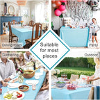 Hiasan Waterproof Tablecloth Rectangle - Washable Fabric Table Cloth for Dining Room Kitchen Birthday Party and Outdoor Use, Sky Blue, 60 x 140 Inch