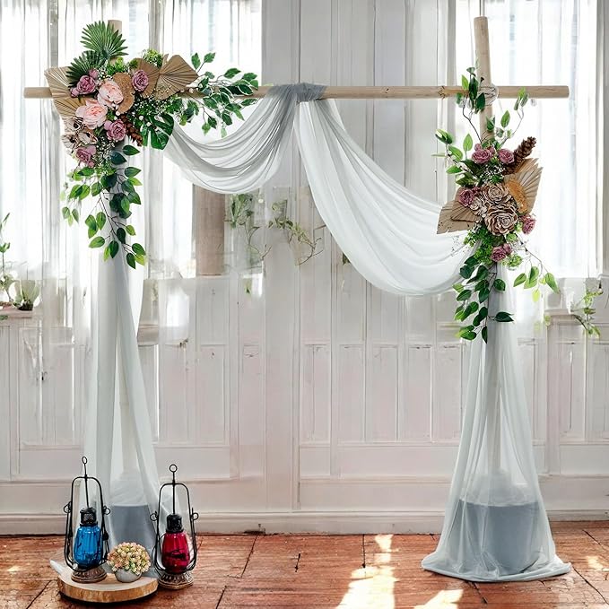 MDS Halloween Chiffon Draping Fabric - 1 Panel, 30" Wide x 40ft Long - Sheer Spooky Arbor & Canopy Drapery for Haunted House Backdrops, Party Ceilings, DIY Costumes & Themed Events - Gray