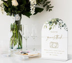 Photo Guestbook Sign, Greenery Gold Bridal Shower Decorations, Wedding Guestbook Sign, Marriage Signs for Ceremony and Reception, Engagement Decorations, Wedding Table Acrylic Decor - 26