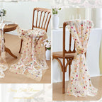JIALE Champagne Floral Table Runner, Embroidery Daisy Seasonal Table Decorations, 120Inch 10FT 1PC Gold Tulle Fabric for Home Decor, Bridal Shower Wedding, Baby Shower Parties, DIY Craft