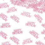 Pink Happy Birthday Confetti - Girl Birthday Party Decorations - Light Pink Glitter Scatters for Baby Girl Party Table Decor Supplies - 100PC
