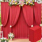 50ft x 15ft Red Wrinkle Free Backdrop Curtains for Parties,Silky Polyester Fabric Wedding Ceiling Drapes, 10 Panels 15ft Photo Back Drop Drapes for Baby Shower Photography Stage Background Cloth