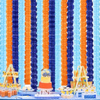 Light-Navy Blue Orange Party-Decorations - 12pcs Streamers-Garland Birthday Baby Shower 4-Leaf Clover Paper Banners,Bridal Wedding Backdrop Decor Ouruola