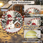 Round Christmas Metal Signs Vintage Snowman and Red Birds Tin Sign Metal Poster Christmas Snowman Sign for Bedroom Farmhouse Garage Wall Decor 12 * 12 in