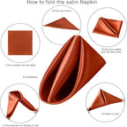 36 Pack Square Satin Dinner Napkins, 16x16 Inches Silky Soft Smooth Table Cloth Napkins for Restaurant Weddings Banquet Party Decoration, Burnt Orange