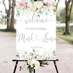 Personalized Wedding Welcome Sign, Welcome To Our Wedding Sign, Blush Pink Wedding Welcome Sign | Soft Pink Editable Welcome Poster | Floral Printable Wedding Welcome Board | Editable Wedding Sign