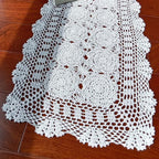 Phantomon Lace Table Runner Rectangular Table Cover Cloth Handmade Crochet Floral Placemats 100% Cotton (Floral White, 15x28Inch)
