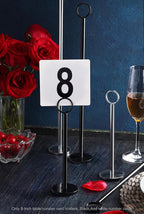 New Star Foodservice 27686 Ring Clip Table Number Card Holders, w/Number Cards, 1 to 25, Set of 12, 8-Inch, Black Stand