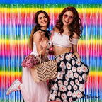 4 Pack Dark Rainbow Fringe Curtain Backdrop, 3.2Ft x 6.6Ft Metallic Tinsel Foil Fringe Streamers Background for Photo Booth Birthday Wedding Baby Shower Carnival Easter Mother’s Day Party Decorations